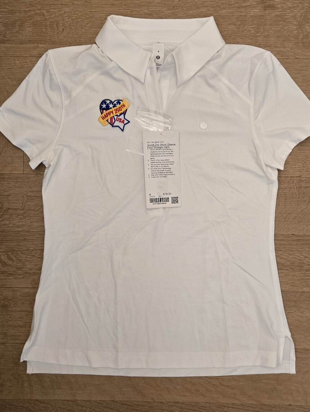 lululemon athletica White Polo Top with USA 250 Patch